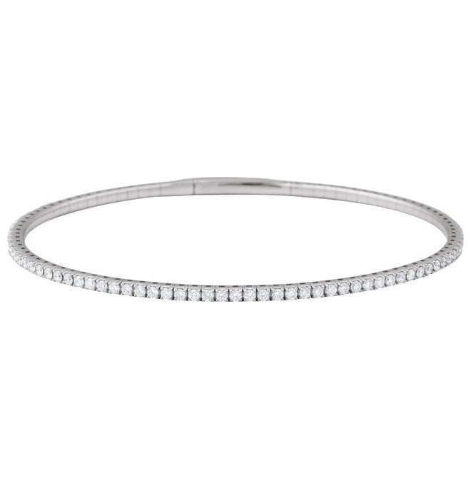 14K Yellow Or White Gold Vs2, G-H 7 In Polished Lab-Grown Diamond Flexible Full Bangle Bracelet