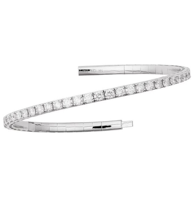 14K Yellow Or White Gold Vs2, G-H 7 In Polished Lab-Grown Diamond Flexible Full Bangle Bracelet