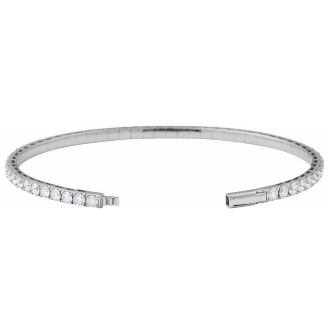 14K Yellow Or White Gold Vs2, G-H 7 In Polished Lab-Grown Diamond Flexible Full Bangle Bracelet