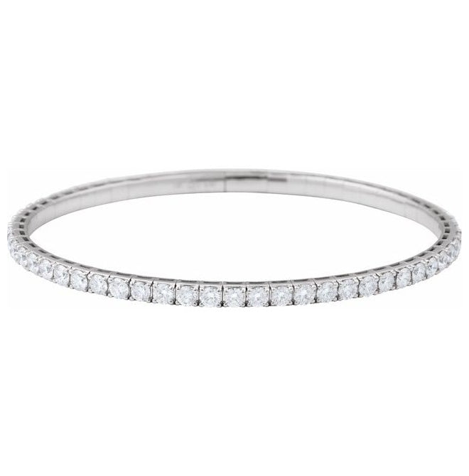 14K Yellow Or White Gold Vs2, G-H 7 In Polished Lab-Grown Diamond Flexible Full Bangle Bracelet