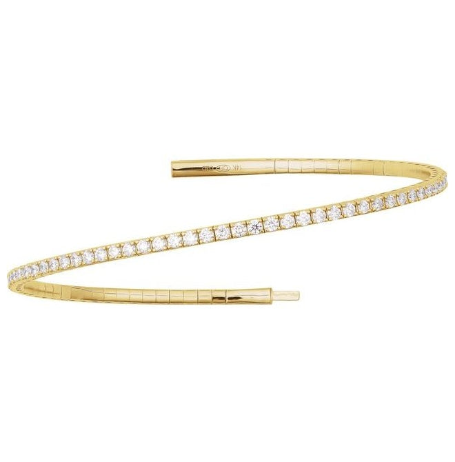 14K Yellow Or White Gold Vs2, G-H 7 In Polished Lab-Grown Diamond Flexible Full Bangle Bracelet