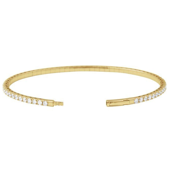 14K Yellow Or White Gold Vs2, G-H 7 In Polished Lab-Grown Diamond Flexible Full Bangle Bracelet