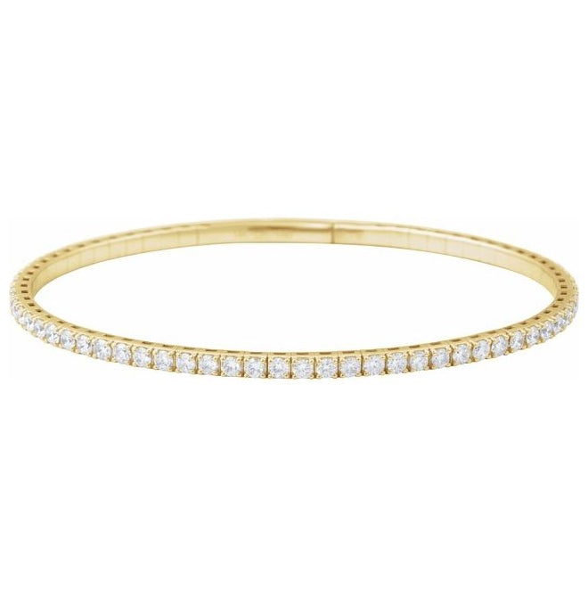 14K Yellow Or White Gold Vs2, G-H 7 In Polished Lab-Grown Diamond Flexible Full Bangle Bracelet