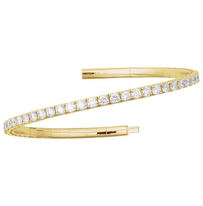 14K Yellow Or White Gold Vs2, G-H 7 In Polished Lab-Grown Diamond Flexible Full Bangle Bracelet