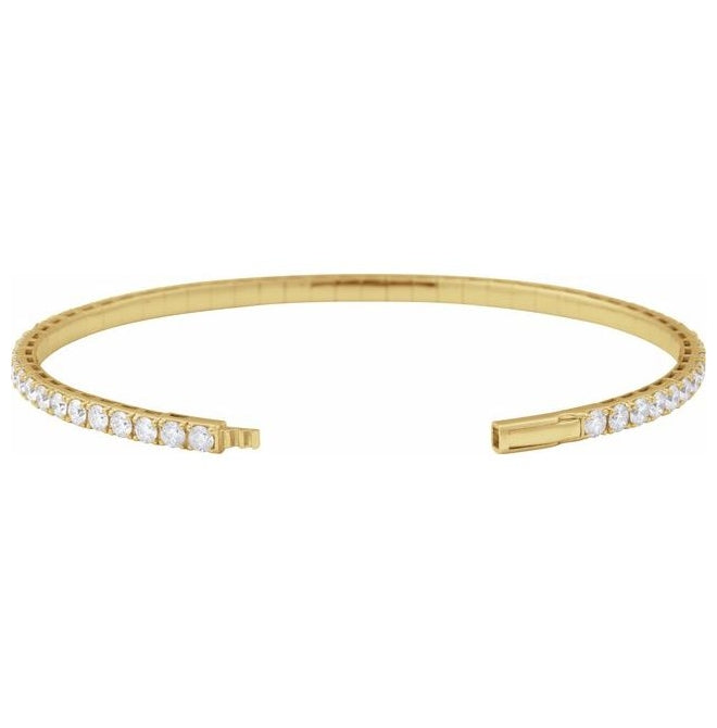 14K Yellow Or White Gold Vs2, G-H 7 In Polished Lab-Grown Diamond Flexible Full Bangle Bracelet