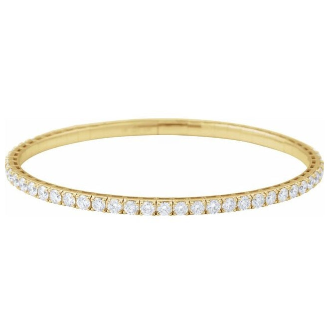 14K Yellow Or White Gold Vs2, G-H 7 In Polished Lab-Grown Diamond Flexible Full Bangle Bracelet