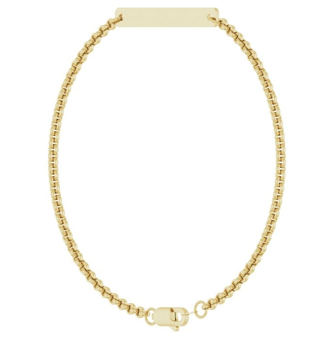 14K Yellow Gold Or Sterling Silver 27.8 X 3.5 Mm 7 In Polished Engravable Bracelet