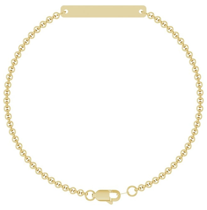 14K Yellow Gold Or Sterling Silver 27.8 X 3.5 Mm 7 In Polished Engravable Bracelet