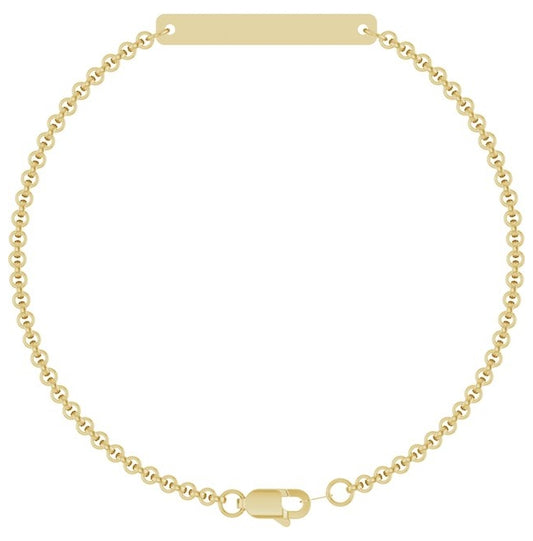 14K Yellow Gold Or Sterling Silver 27.8 X 3.5 Mm 7 In Polished Engravable Bracelet