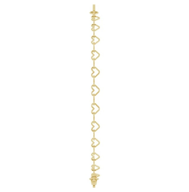 14K Yellow Gold Or Sterling Silver 14.9 X 5 Mm 7 In Polished Engravable Heart Chain Bracelet