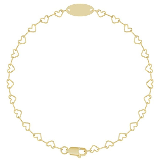 14K Yellow Gold Or Sterling Silver 14.9 X 5 Mm 7 In Polished Engravable Heart Chain Bracelet