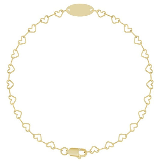14K Yellow Gold Or Sterling Silver 14.9 X 5 Mm 7 In Polished Engravable Heart Chain Bracelet
