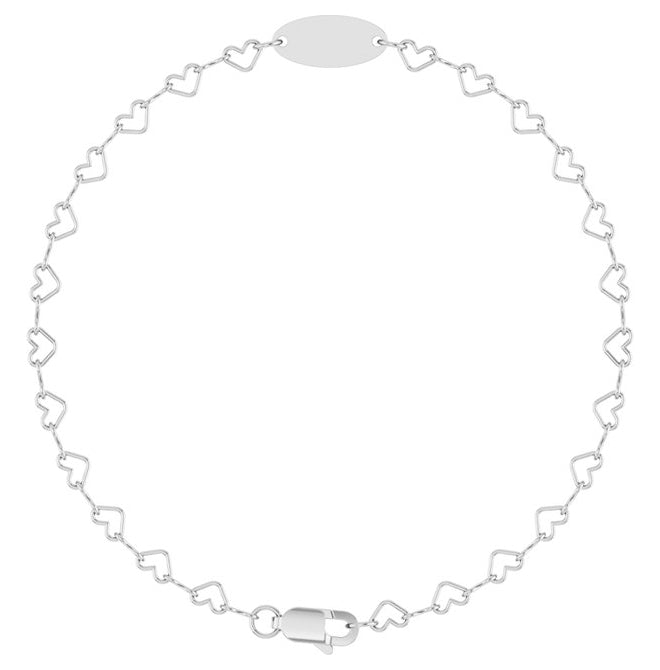 14K Yellow Gold Or Sterling Silver 14.9 X 5 Mm 7 In Polished Engravable Heart Chain Bracelet