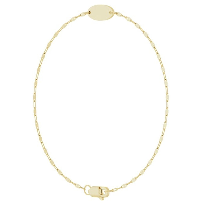 14K Yellow Gold Or Sterling Silver 14 X 5 Mm 7 In Polished Engravable Keyhole Chain Bracelet