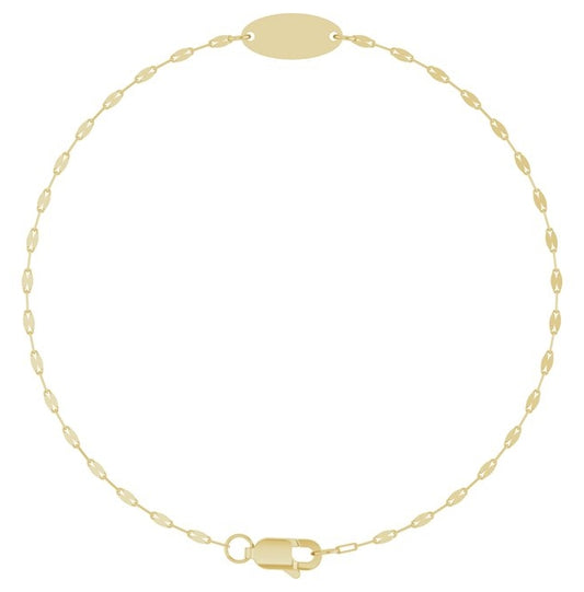 14K Yellow Gold Or Sterling Silver 14 X 5 Mm 7 In Polished Engravable Keyhole Chain Bracelet