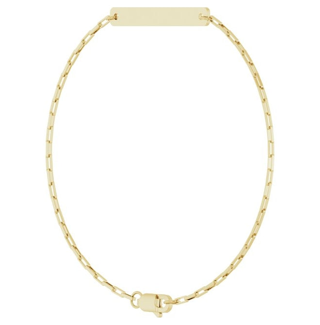 14K Yellow Gold Or Sterling Silver 27 X 3.5 Mm 7 In Polished Engravable Paperclip-Style Chain Bracelet
