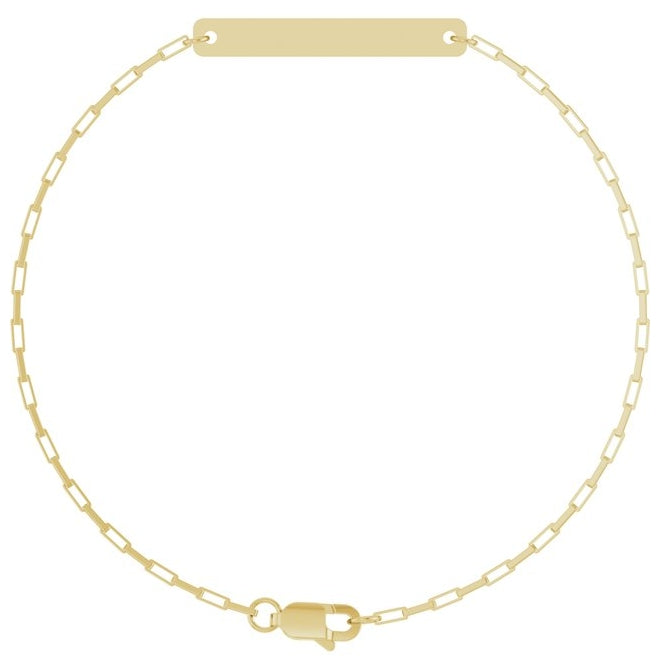 14K Yellow Gold Or Sterling Silver 27 X 3.5 Mm 7 In Polished Engravable Paperclip-Style Chain Bracelet