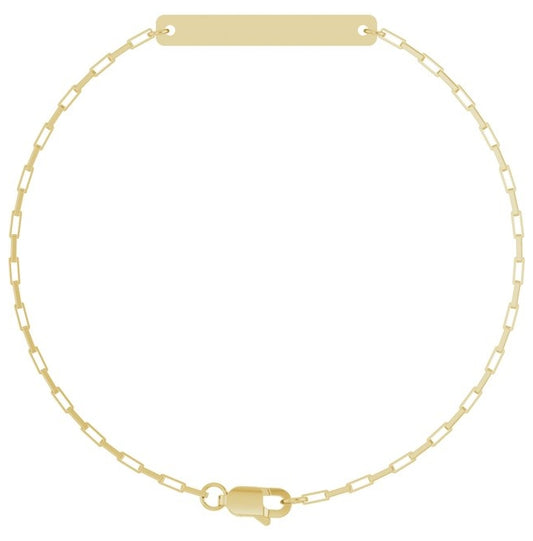 14K Yellow Gold Or Sterling Silver 27 X 3.5 Mm 7 In Polished Engravable Paperclip-Style Chain Bracelet