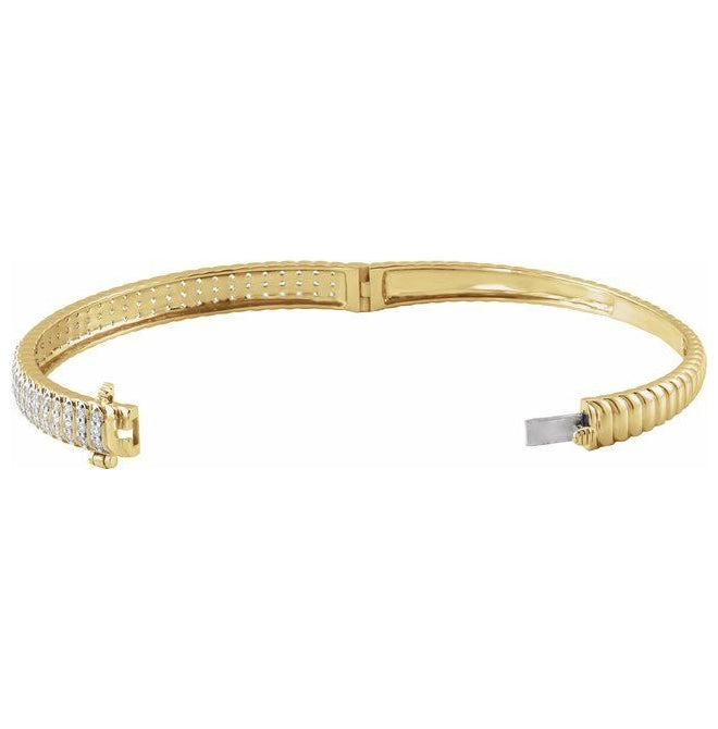 14K Yellow Or White Gold Round  3.7 Mm 7 In Polished 1 3/8 Ctw Lab-Grown Diamond Bangle Bracelet