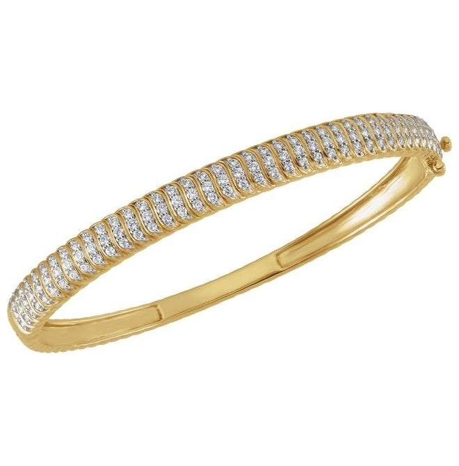 14K Yellow Or White Gold Round  3.7 Mm 7 In Polished 1 3/8 Ctw Lab-Grown Diamond Bangle Bracelet