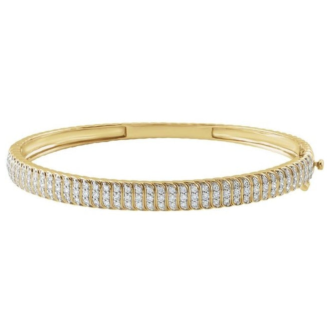 14K Yellow Or White Gold Round  3.7 Mm 7 In Polished 1 3/8 Ctw Lab-Grown Diamond Bangle Bracelet