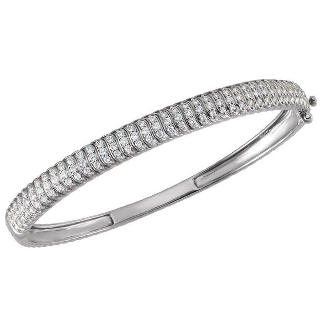 14K Yellow Or White Gold Round  3.7 Mm 7 In Polished 1 3/8 Ctw Lab-Grown Diamond Bangle Bracelet