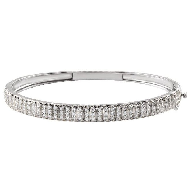14K Yellow Or White Gold Round  3.7 Mm 7 In Polished 1 3/8 Ctw Lab-Grown Diamond Bangle Bracelet