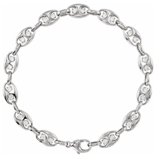 14K Yellow Or White Gold Round  2Mm  Vs, F+ 7 1/2 In Polished 1 Ctw Lab-Grown Diamond Bracelet
