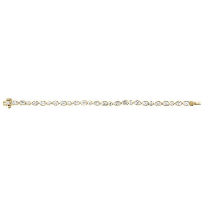 14K Yellow Or White Gold Emerald  4.5 X 3.3Mm  Vs, F+ 7 In Polished 7 1/8 Ctw Lab-Grown Diamond Line Bracelet
