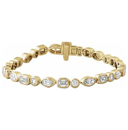 14K Yellow Or White Gold Emerald  4.5 X 3.3Mm  Vs, F+ 7 In Polished 7 1/8 Ctw Lab-Grown Diamond Line Bracelet
