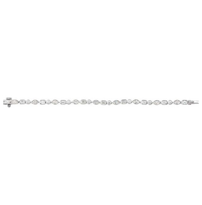 14K Yellow Or White Gold Emerald  4.5 X 3.3Mm  Vs, F+ 7 In Polished 7 1/8 Ctw Lab-Grown Diamond Line Bracelet