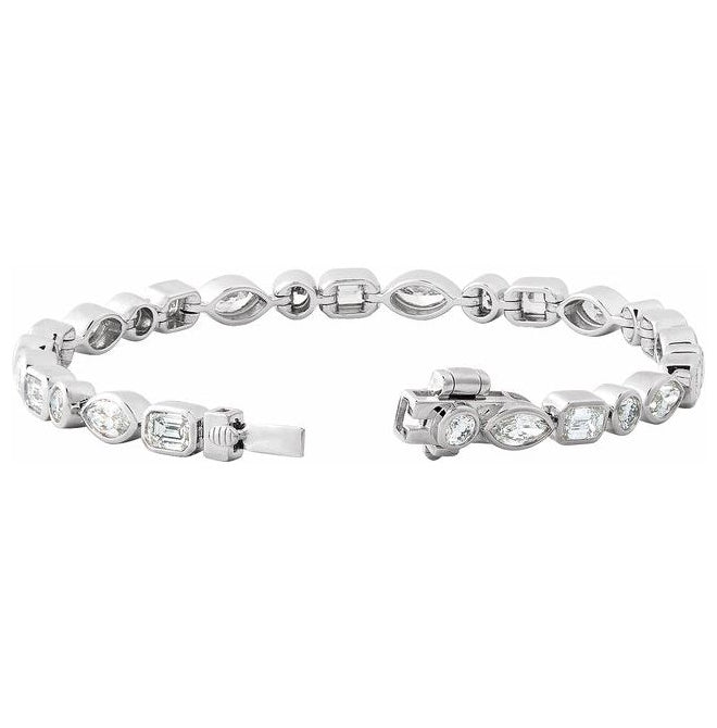 14K Yellow Or White Gold Emerald  4.5 X 3.3Mm  Vs, F+ 7 In Polished 7 1/8 Ctw Lab-Grown Diamond Line Bracelet