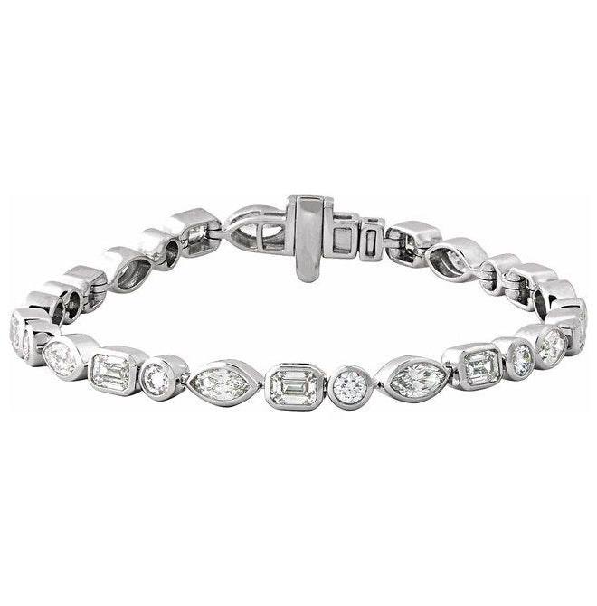 14K Yellow Or White Gold Emerald  4.5 X 3.3Mm  Vs, F+ 7 In Polished 7 1/8 Ctw Lab-Grown Diamond Line Bracelet