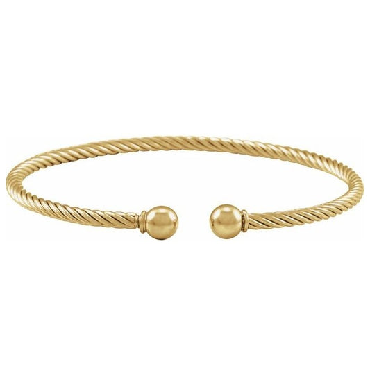 14K Yellow Gold-Filled 3 Mm 6 7/10 In Polished Cuff Bracelet