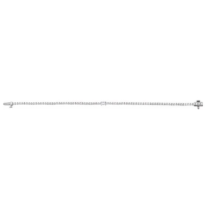 14K White Gold Emerald 4 X 3Mm Si1-Si2, G-H 7 In Polished 3 Ctw Lab-Grown Diamond Line Bracelet