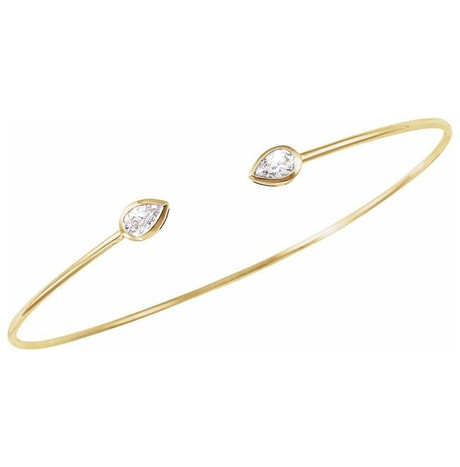 14K Yellow Gold Pear 5.5 X 3.5 Mm 4.9 Mm 7 In Polished 1/2 Ctw Lab-Grown Diamond Bangle Bracelet