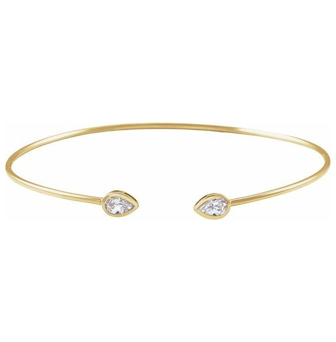14K Yellow Gold Pear 5.5 X 3.5 Mm 4.9 Mm 7 In Polished 1/2 Ctw Lab-Grown Diamond Bangle Bracelet