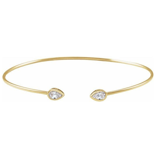 14K Yellow Gold Pear 5.5 X 3.5 Mm 4.9 Mm 7 In Polished 1/2 Ctw Lab-Grown Diamond Bangle Bracelet