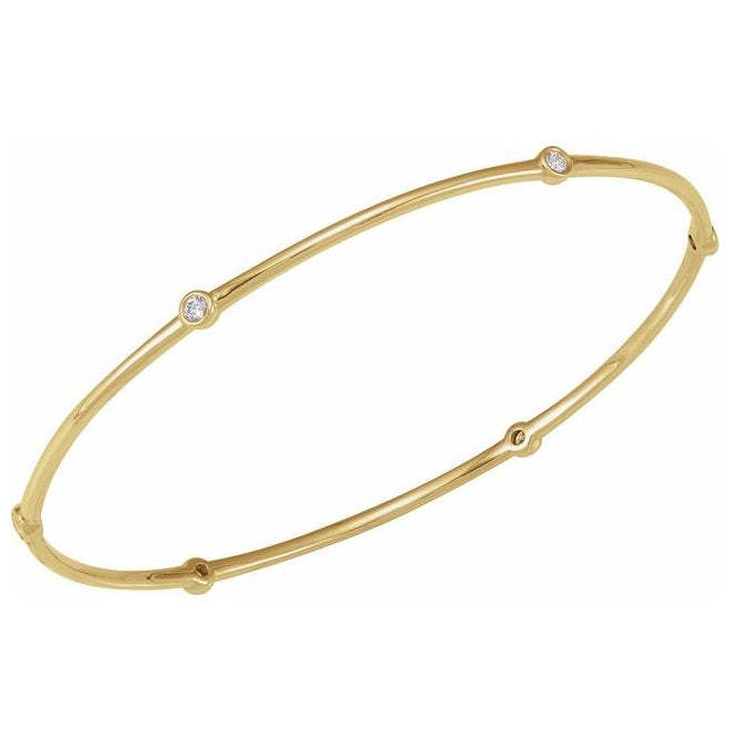 14K Yellow Gold Round 2.2 Mm 8 In Vs, F+ Polished 1/4 Ctw Lab-Grown Diamond Bangle Bracelet