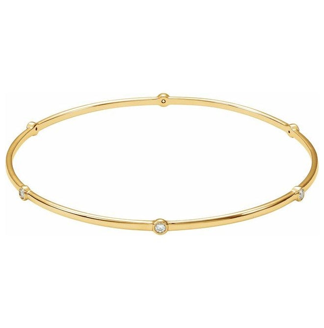 14K Yellow Gold Round 2.2 Mm 8 In Vs, F+ Polished 1/4 Ctw Lab-Grown Diamond Bangle Bracelet
