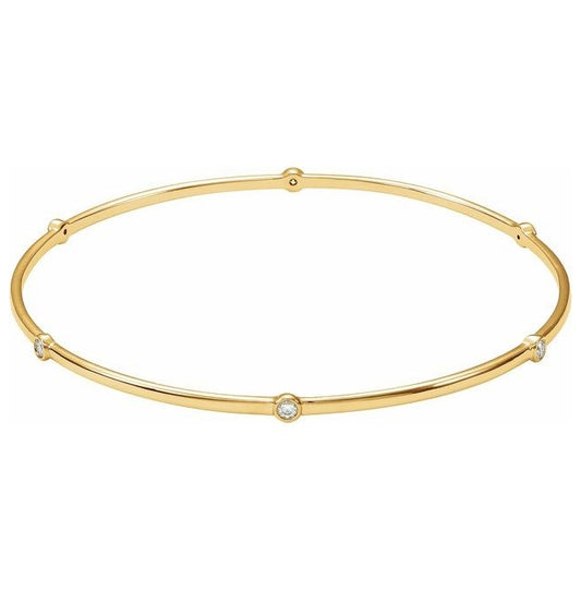 14K Yellow Gold Round 2.2 Mm 8 In Vs, F+ Polished 1/4 Ctw Lab-Grown Diamond Bangle Bracelet