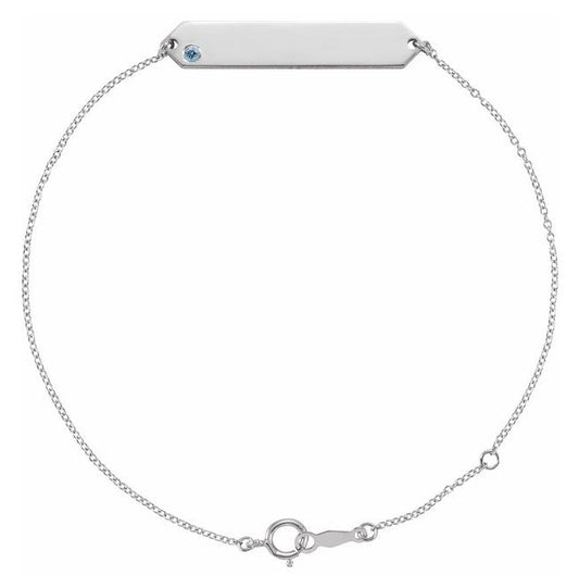 Sterling Silver Round 2 Mm 33 X 6 Mm 7-8 In Polished Aquamarine Geometric Bracelet