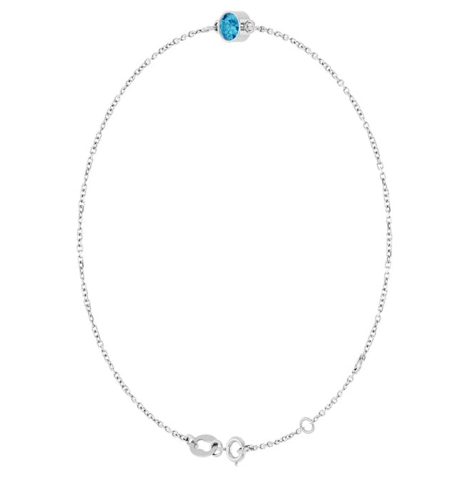 14K White Gold 1-Stone Round 4 Mm 8.7 X 4.8 Mm 6 1/2-7 1/2 In Polished Natural Zircon Bezel-Set Bracelet