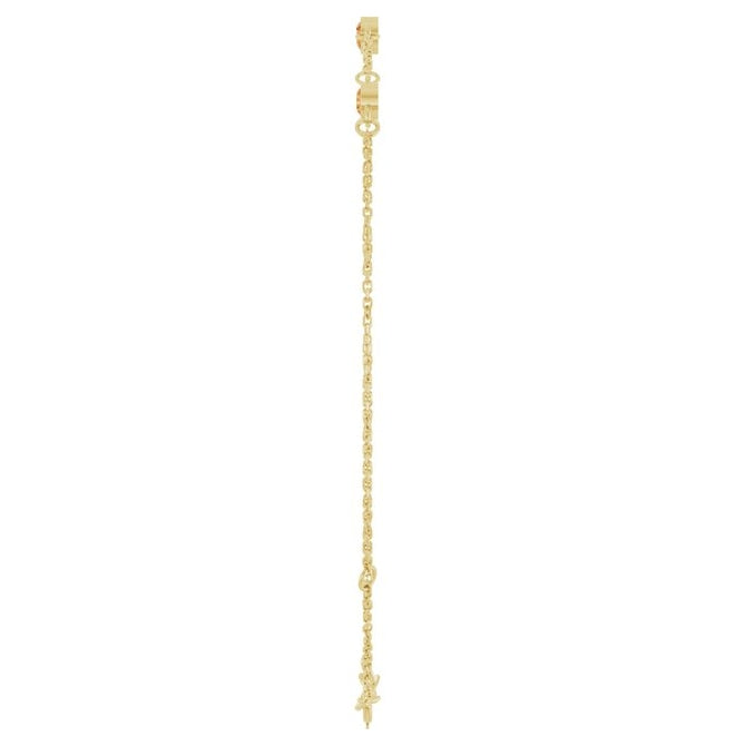 14K Yellow Gold Or Sterling Silver 3-Stone Round 3 Mm 25.9 X 1.7 Mm 6 1/2-7 1/2 In Polished Natural Bezel-Set Bracelet