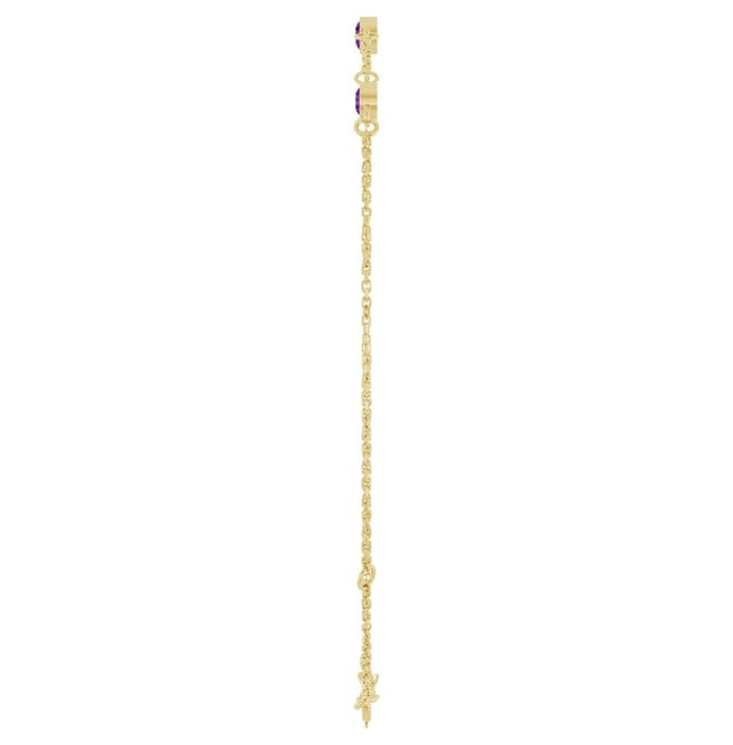 14K Yellow Gold Or Sterling Silver 3-Stone Round 3 Mm 25.9 X 1.7 Mm 6 1/2-7 1/2 In Polished Natural Bezel-Set Bracelet