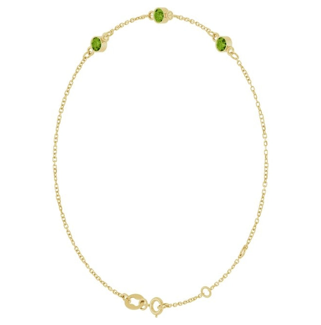 14K Yellow Gold Or Sterling Silver 3-Stone Round 3 Mm 25.9 X 1.7 Mm 6 1/2-7 1/2 In Polished Natural Bezel-Set Bracelet