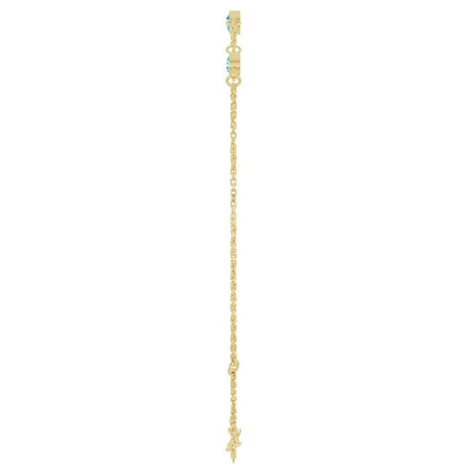 14K Yellow Gold Or Sterling Silver 3-Stone Round 3 Mm 25.9 X 1.7 Mm 6 1/2-7 1/2 In Polished Natural Bezel-Set Bracelet
