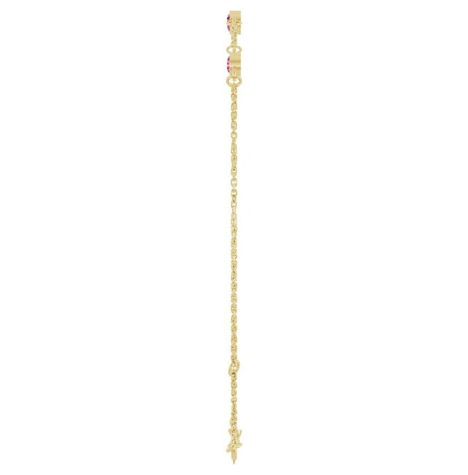 14K Yellow Gold Or Sterling Silver 3-Stone Round 3 Mm 25.9 X 1.7 Mm 6 1/2-7 1/2 In Polished Natural Bezel-Set Bracelet