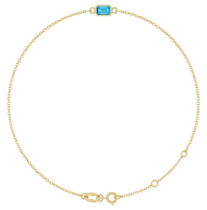 14K Yellow Or White Gold 1-Stone Emerald 5 X 3 Mm 12.6 X 3.9 Mm 6 1/2-7 1/2 In Polished Natural Bezel-Set Bracelet