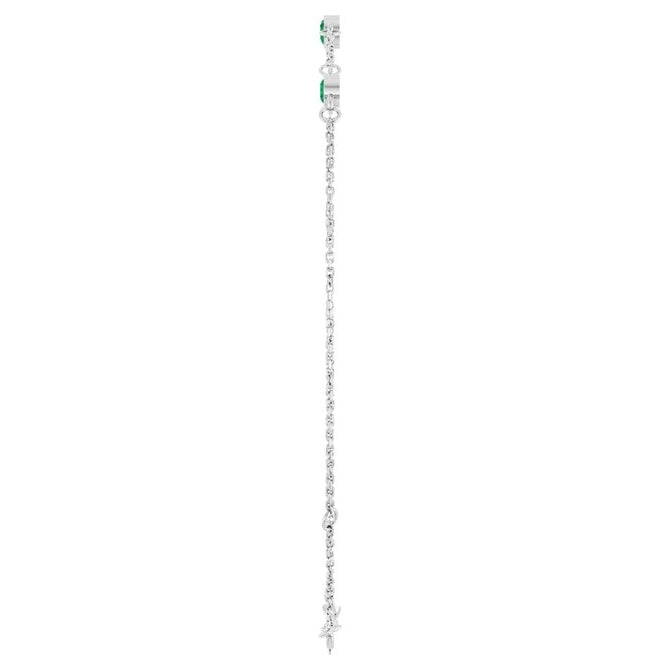 14K Yellow Or White  Gold Or Sterling Silver 3-Stone Round 3 Mm 25.9 X 1.7 Mm 6 1/2-7 1/2 In Polished Lab-Grown Emerald Bezel-Set Bracelet